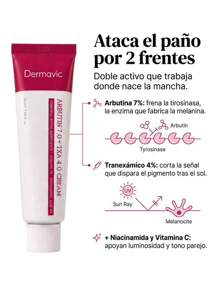 Arbutin 7% + TXA 4% Cream Crema correctora de manchas y paño · Doble activo